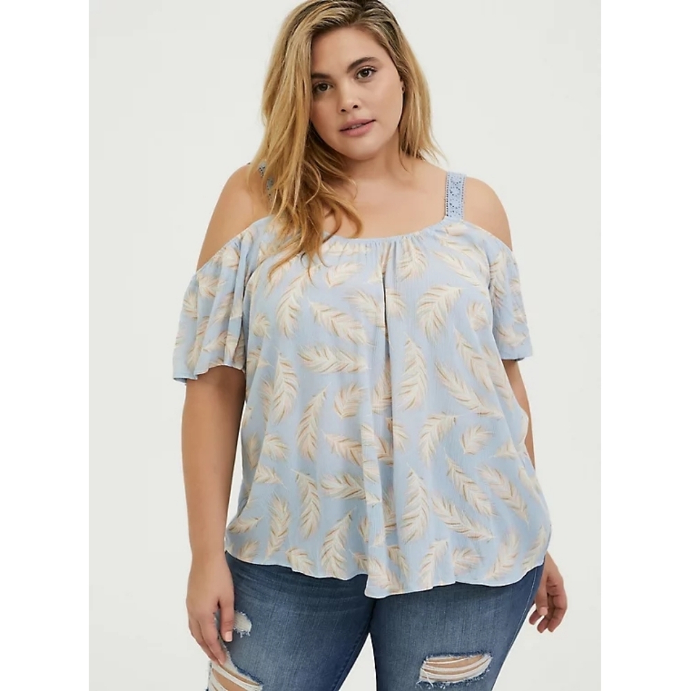 Feather Cold Shoulder Top